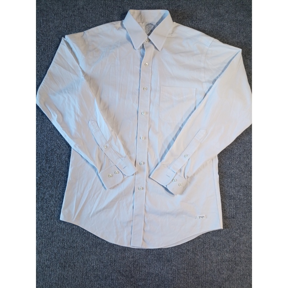 Brooks Brothers Regent Dress Shirt 15-4.5 White Button Front (Small Hole)